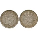 WORLD COINS, Netherlands, Willem I, Silver Gulden, 1837, Utrecht, head right, rev crowned arms (