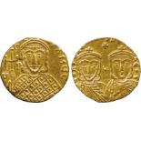 ANCIENT COINS, BYZANTINE COINS, Constantine V with Leo IV (AD 751-775), Gold Solidus, legend