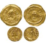 ANCIENT COINS, BYZANTINE COINS, Maurice Tiberius (AD 582-602), Gold Tremissis, D N TIbE-RI PP AVI,