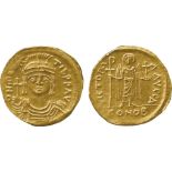 ANCIENT COINS, BYZANTINE COINS, Maurice Tiberius (AD 582-602), Gold Solidus, ON MAVRC – TIb PP AV,