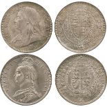 BRITISH COINS, Victoria, Silver Halfcrown (2), 1887, Jubilee bust, 1893 Old Veiled bust (ESC 719,