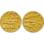 WORLD COINS, India, Mughal, Shah Jahan, Gold Mohur, square area type, mint partly off flan but