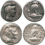 ANCIENT COINS, GREEK COINS, Attica, Athens (c.165-42 BC), Silver New Style Tetradrachms (2), head of