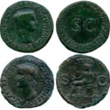 ANCIENT COINS, ROMAN COINS, Caligula (AD 37-41), Æ As, bare head left, rev Vesta; with an As of