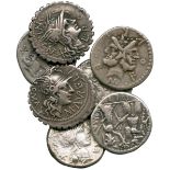 ANCIENT COINS, ROMAN COINS, Republican Silver Denarii (7), late 2nd Century BC issues, including