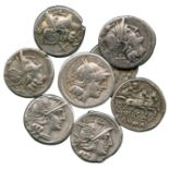 ANCIENT COINS, ROMAN COINS, Republican Silver Denarii (8), mid 2nd Century BC issues, including S