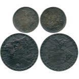 COMMEMORATIVE MEDALS BY SUBJECT, Exploration, World Map Medals (2), White Metal, c.1820s, by