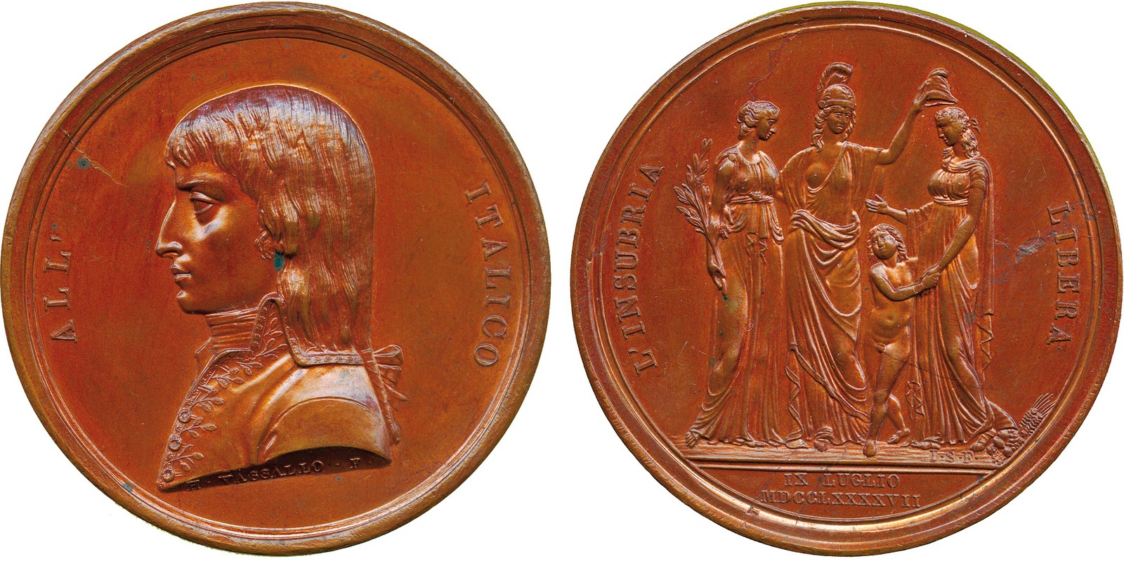 COMMEMORATIVE MEDALS, WORLD MEDALS, France, Napoleon, Liberation of Lombardy and the Foundation of