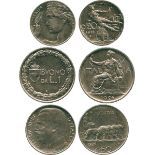 WORLD COINS, Italy, Vittorio Emanuele III, Nickel Lira, 50-Centesimi and 20-Centesimi, 1926-R,