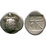 ANCIENT COINS, GREEK COINS, Aigina (c.350-338 BC), Silver Drachm, tortoise, rev incuse square,