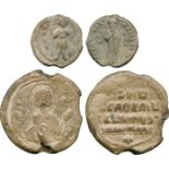 ANCIENT COINS, BYZANTINE COINS, Byzantine Lead Seals (2), 11th Century, 30mm, depicting Virgin