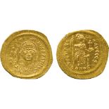 ANCIENT COINS, BYZANTINE COINS, Justinus II (AD 565-578), Gold Solidus, helmeted and cuirassed