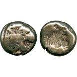 ANCIENT COINS, GREEK COINS, Lesbos, Mytilene (c.521-478 BC), Electrum Hekte, head of a roaring