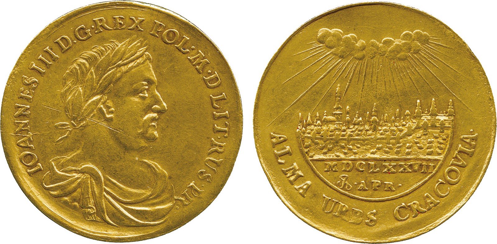 WORLD COINS, Poland, Jan III Sobieski (1629-1674-1696), Gold Commemorative 2-Ducats, 1677, on the