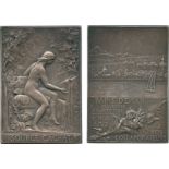 COMMEMORATIVE MEDALS, ART MEDALS, Inauguration of the Baths at Evian, 1902, Rectangular Silvered-