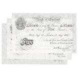 BANKNOTES, Great Britain, Bank of England, uniface White £5 (3), 12 August 1942, London, serial no.