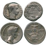 ANCIENT COINS, ROMAN COINS, Octavian, Silver Denarius, struck 29-27 BC, bare head facing right,