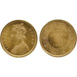 WORLD COINS, India, British India, Victoria, Gold Mohur, 1862, Calcutta, crowned bust left, rev