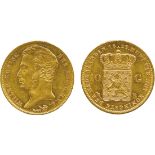 WORLD COINS, Netherlands, Willem I, Gold 10-Gulden, 1829B, Brussels, head left, rev crowned arms