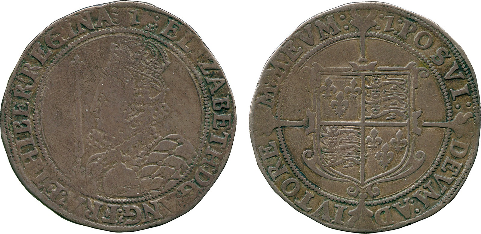 BRITISH COINS, Elizabeth I, Silver Halfcrown, seventh issue (1601-1602), crowned bust left in