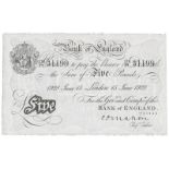 BANKNOTES, Great Britain, Bank of England, uniface White £5, 15 June 1928, London, serial no.178H