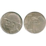 WORLD COINS, Italy, Vittorio Emanuele III (1900-1946), Silver 20-Lire 1928-R VI, helmeted head left,