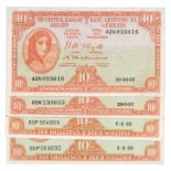 BANKNOTES, Ireland, Central Bank of Ireland, 10-Shillings (4), 19 October 1955, serial no.42N