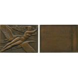 COMMEMORATIVE MEDALS, ART MEDALS, Art Deco, “Aviation”, Bronze Plaque, 1930, by Raymond Delamarre (