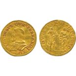 WORLD COINS, Italy, Ferrara, Alfonso I d’Este (1503-1534), Gold Doppio Ducato, bearded bust right,