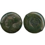 ANCIENT COINS, GREEK COINS, Sicily, Syracuse (Timoleon, 345-336 BC), Æ Drachm, head of Athena