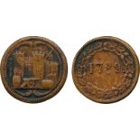 COMMEMORATIVE MEDALS, WORLD MEDALS, Egypt, The Taking of the Bastille, Cast Copper Medal, 1789, on