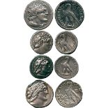 ANCIENT COINS, GREEK COINS, Kingdom of Egypt, Ptolemy VI (180-145 BC), Silver Tetradrachms (2);