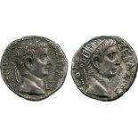 ANCIENT COINS, ROMAN COINS, Tiberius (AD 14-37), with Divus Augustus (d. AD 14), Billon Tetradrachm,