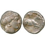 ANCIENT COINS, GREEK COINS, Euboia, Euboian League (c.375-357 BC), Silver Stater, head of nymph