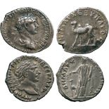 ANCIENT COINS, ROMAN COINS, Trajan (AD 98-117), Silver Drachms (2), minted at Bostra, Arabia