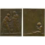 COMMEMORATIVE MEDALS, ART MEDALS, “Horticulture”, Rectangular Bronze Medal, 1899, by Jean-Baptiste