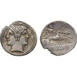 ANCIENT COINS, ROMAN COINS, Republic, Anonymous (c.225-214 BC), Silver Quadrigatus Didrachm,