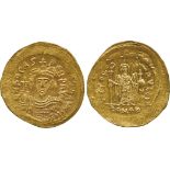 ANCIENT COINS, BYZANTINE COINS, Focas (AD 602-610), Gold Solidus, ON FOCAS – PER AV, diademed,