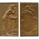 COMMEMORATIVE MEDALS, ART MEDALS, “The Spring”, Bronze Plaquette, c.1898, by Jean-Baptiste Daniel-