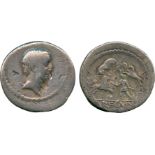 ANCIENT COINS, ROMAN COINS, L. Livineius Regulus (42 BC), Silver Denarius, head of L. Regulus facing