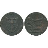 BRITISH 18TH CENTURY TOKENS, SCOTLAND, Uncertain Issuer, Imitation Copper Halfpenny, 1791, obv