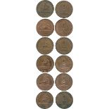 BRITISH 18TH CENTURY TOKENS, ENGLAND, Lyceum, Copper Halfpenny (6), obv Mercury standing on the back