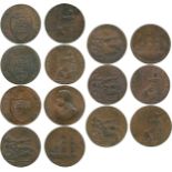 BRITISH 18TH CENTURY TOKENS, SCOTLAND, Uncertain Issuer, Copper Halfpenny mule (8), obv arms of