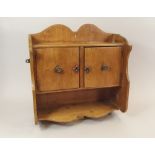 WALL CABINET. A small pine wall cabinet. Height 40cm. Width 40cm.