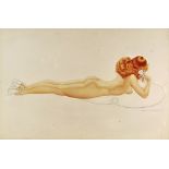 ARCHIE DICKENS. An original airbrushed glamour illustration c.1950's. Signed. 49 x 74cm. Unframed.