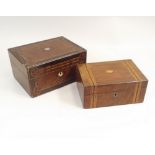 VICTORIAN BOXES. Two inlaid Victorian boxes.