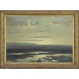 FRANCIS H.N. SMITH. An initialled oil on board 'Early Morning, Greylags.