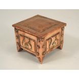 HAYLE COPPER. A cedar lined box by J & F Pool, Hayle. Height 8cm. 9.5 square.