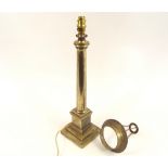 TABLE LAMP. A Victorian style lacquered brass, column table lamp. Height 68cm.