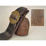 CATTLE BELL. A Chamonix cattle bell on large leather neck strap.